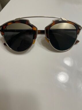 Dior Tortoiseshell and Silver Round Sunglasses